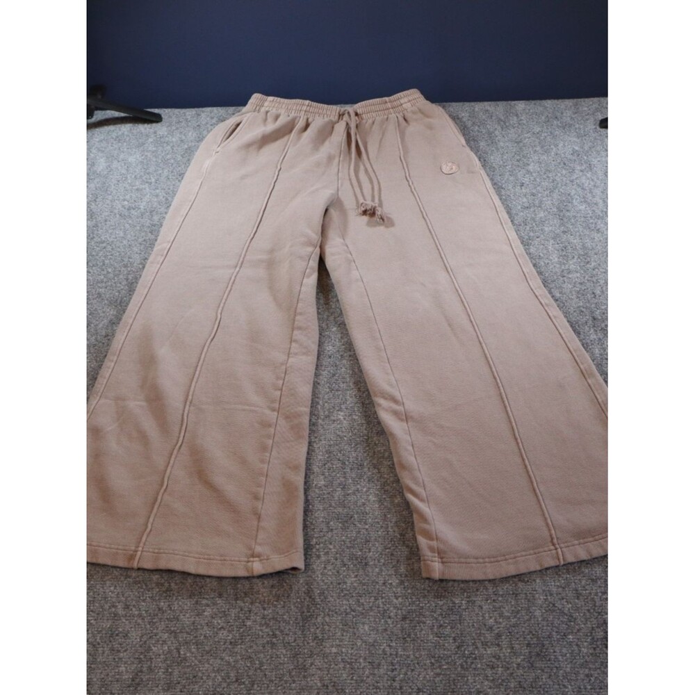 PINK Victoria’s Secret Taupe Wide Leg Lounge Pants Womens Drawstring Sweatpants